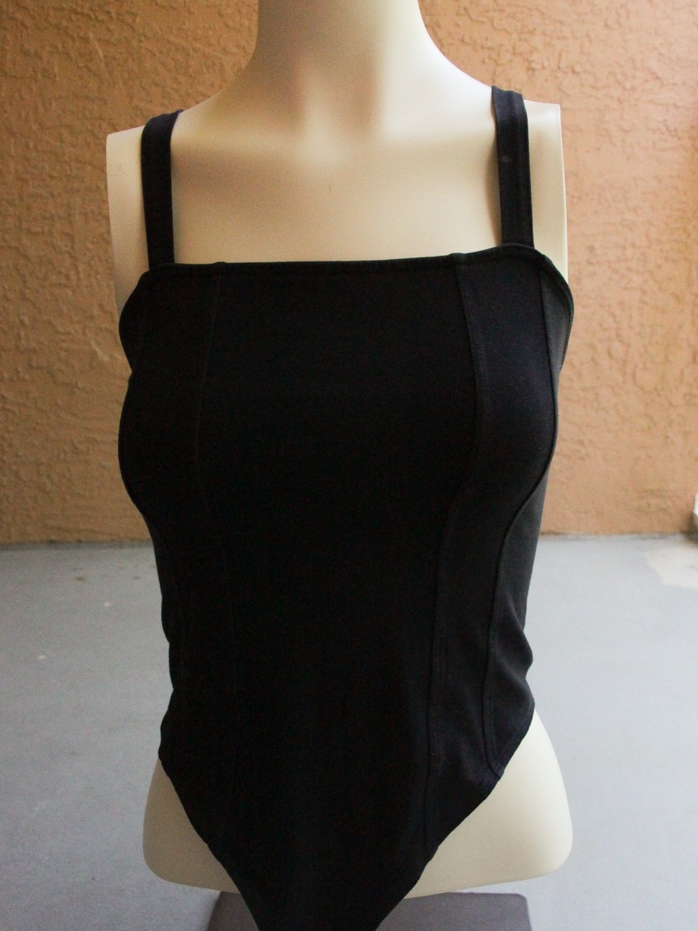 Black Square Neck Tank Bodysuit